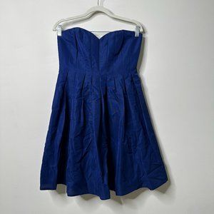 J. Crew Blue Strapless Sweetheart Mini Dress 8 Petite NEW